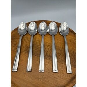Mikasa Parallels 5 Soup Spoons Korea Stainless 18/8 Modern Minimalist 7 5/8"